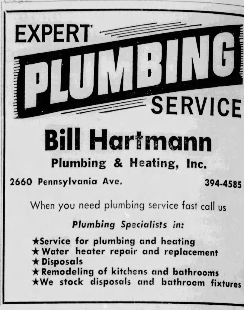 Bill Hartmann plumbing ad Cary Hartmann obscene caller